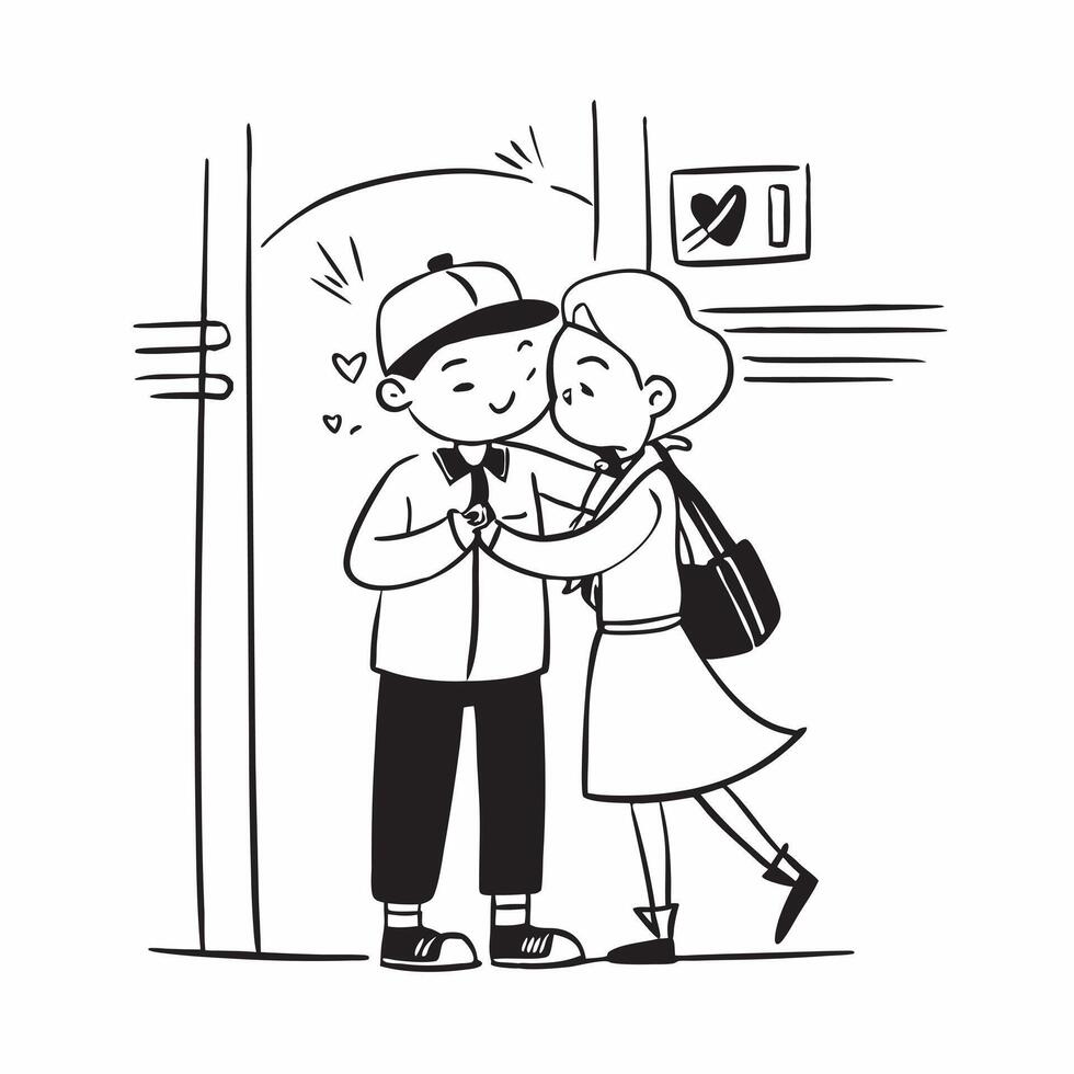 Couple reuniting at a train station concept as A couple reuniting blended with a train station symbolizing the romance and excitement of reuniting after a journey Ideal for travel Dynamics vector