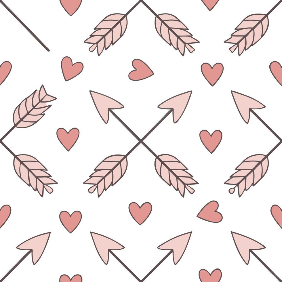 Cupid arrows seamless tile pattern with romantic motifs and soft pastel shades for love themed decor concept as Romantic cupid arrows and soft pastel shades arranged seamlessly for Dynamics vector