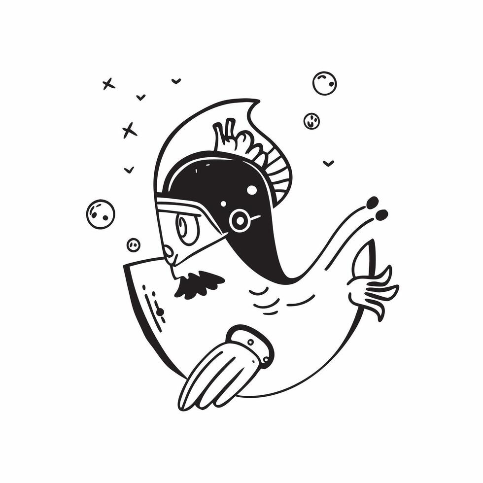 Diver with tropical fish concept as A divers profile blended with tropical fish symbolizing the vibrant underwater life in tropical waters Perfect for marine and adventure ads in Dynamics vector