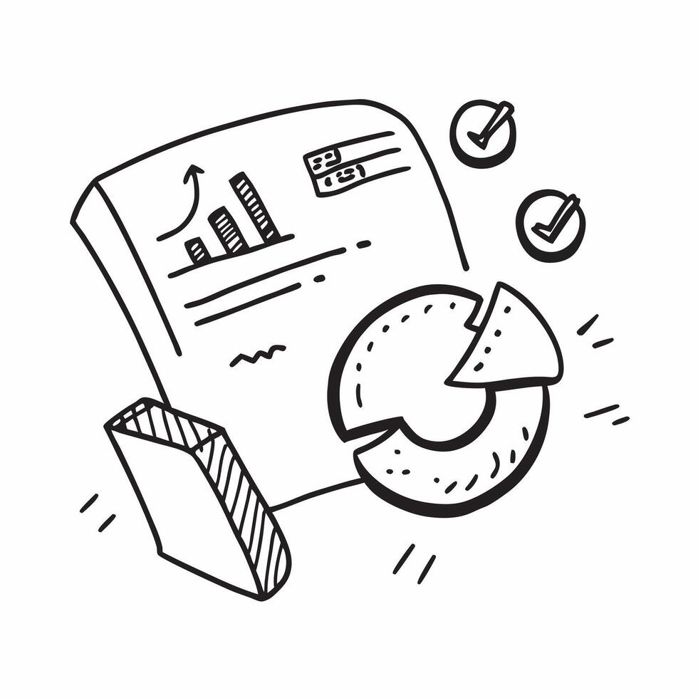 Doodle line icon of a pie chart concept as A doodle line icon of a pie chart representing data analysis statistics and business insights ideal for presentations and reports in Pho Dynamics Set 2 vector