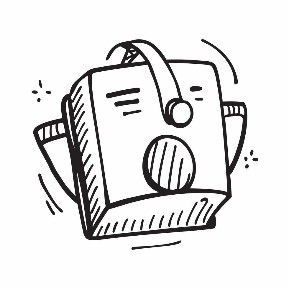 Doodle line icon of a suitcase concept as A doodle line icon of a suitcase representing travel business trips and professional journeys ideal for business travel themed visuals in Dynamics vector