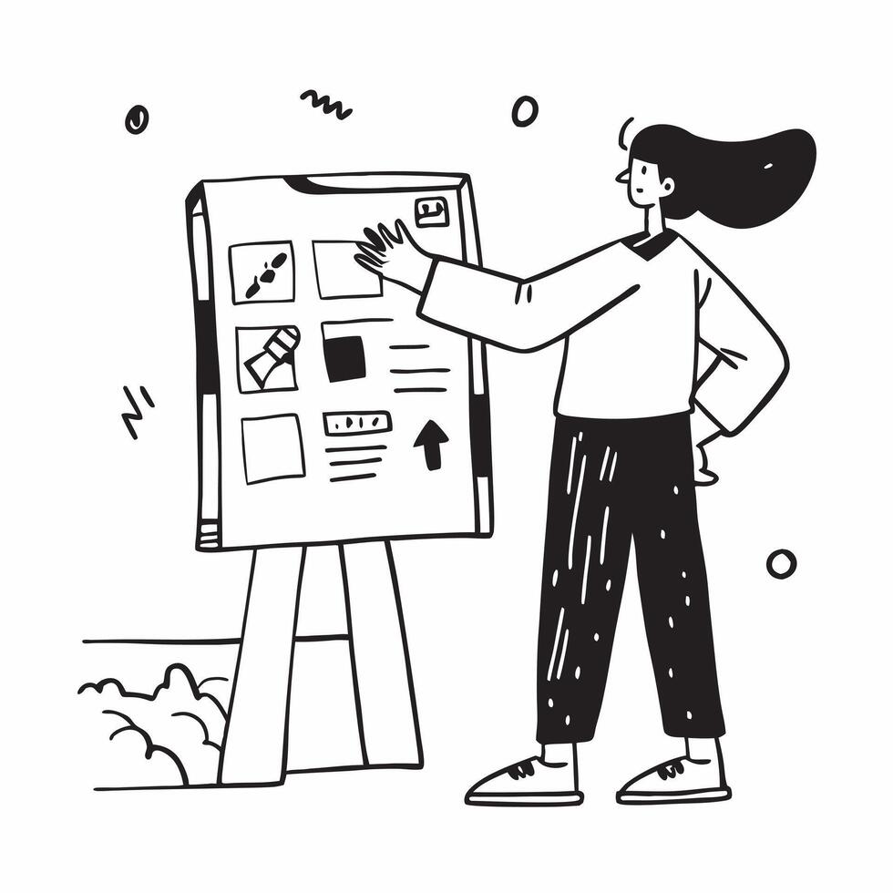 Eco activist showcasing a mockup sustainability board in a shopping mall concept as An eco activist showcases a mockup sustainability board in a shopping mall emphasizing eco frien Dynamics vector