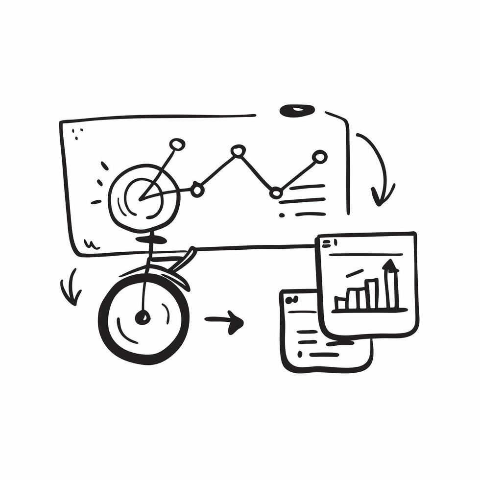 Electric bicycle and business chart concept as An electric bicycle paired with a business chart representing eco friendly commuting and business performance metrics perfect for iso Dynamics vector