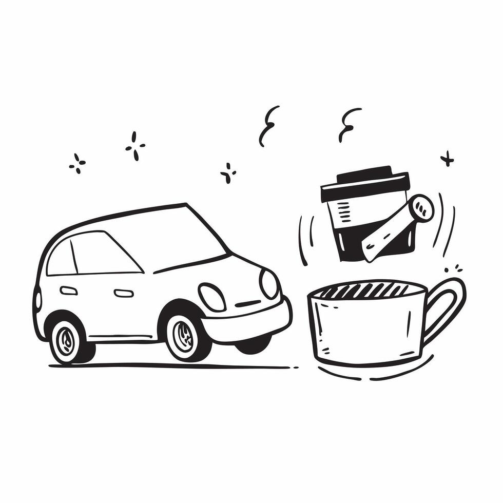 Electric car and reusable coffee cup concept as An electric car paired with a reusable coffee cup representing the integration of sustainable transport and eco friendly daily habit Dynamics vector