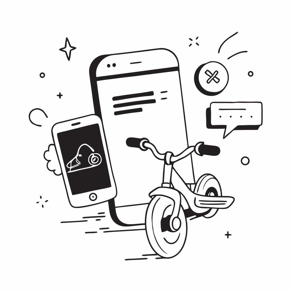 Electric motorcycle and fitness app concept as An electric motorcycle paired with a fitness app representing the combination of eco friendly transport and health oriented technolog Dynamics vector