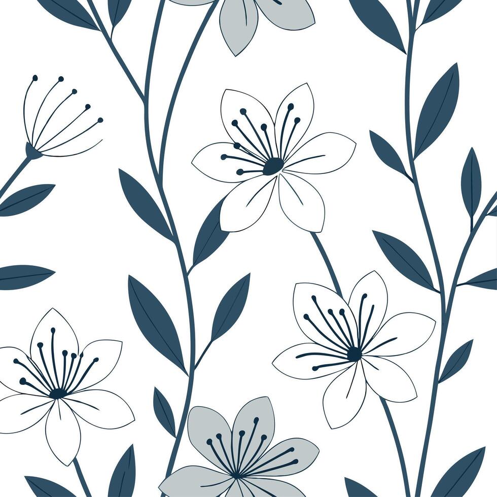 Elegant summer flowers seamless pattern with soft petals and muted tones for sophisticated floral designs concept as Elegant summer flower pattern with soft petals and muted tones Dynamics vector