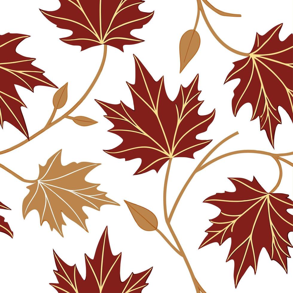 Elegant autumn seamless pattern with rich golden leaves and intricate details for a refined seasonal aesthetic concept as Refined autumn pattern with golden leaves and intricate de Dynamics vector