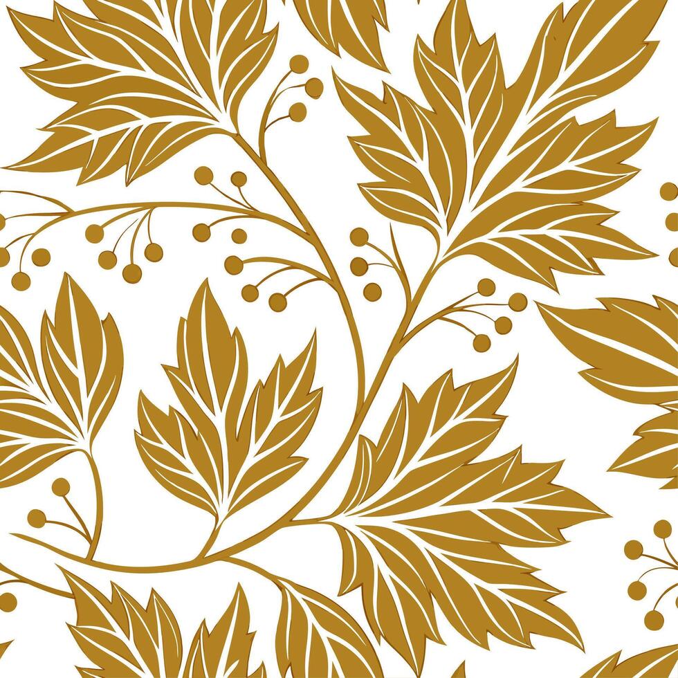 Elegant autumn seamless pattern with rich golden leaves and intricate details for a refined seasonal aesthetic concept as Refined autumn pattern with golden leaves and intricate de Dynamics Set 2 vector