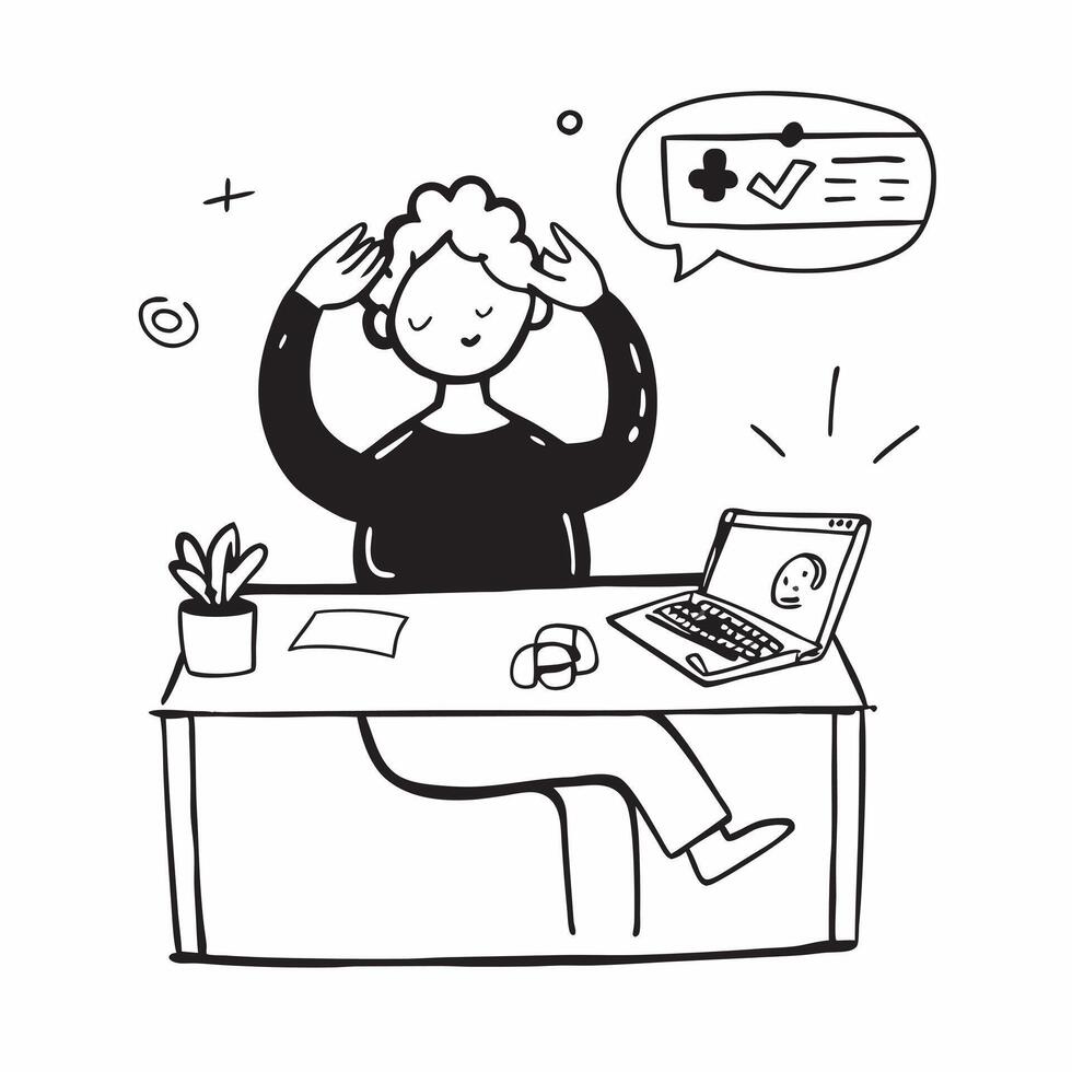 Employee meditating at desk concept as An employees profile blended with a serene meditation scene symbolizing relaxation and mindfulness in the workplace Ideal for wellness and c Dynamics vector