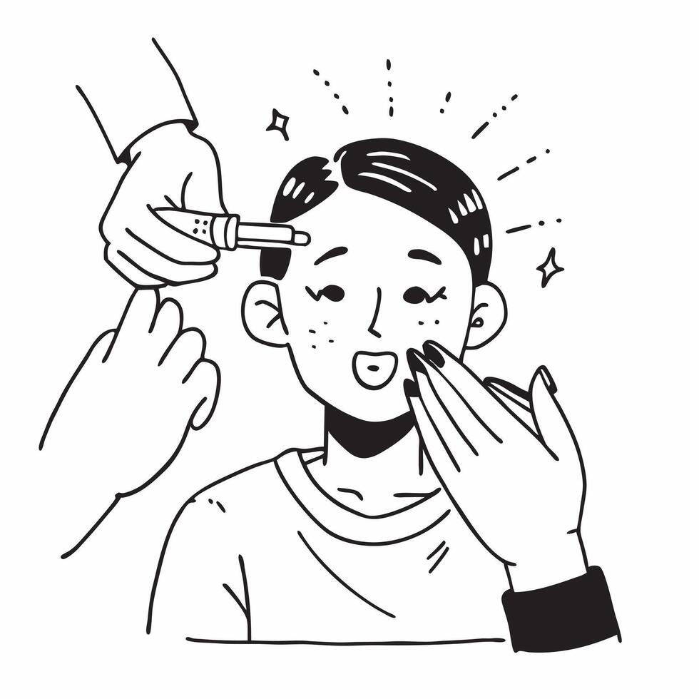 Esthetician performing a facial extraction concept as An esthetician performs a facial extraction focusing on cleansing and skin health Ideal for beauty and skincare ads in Photo Dynamics vector