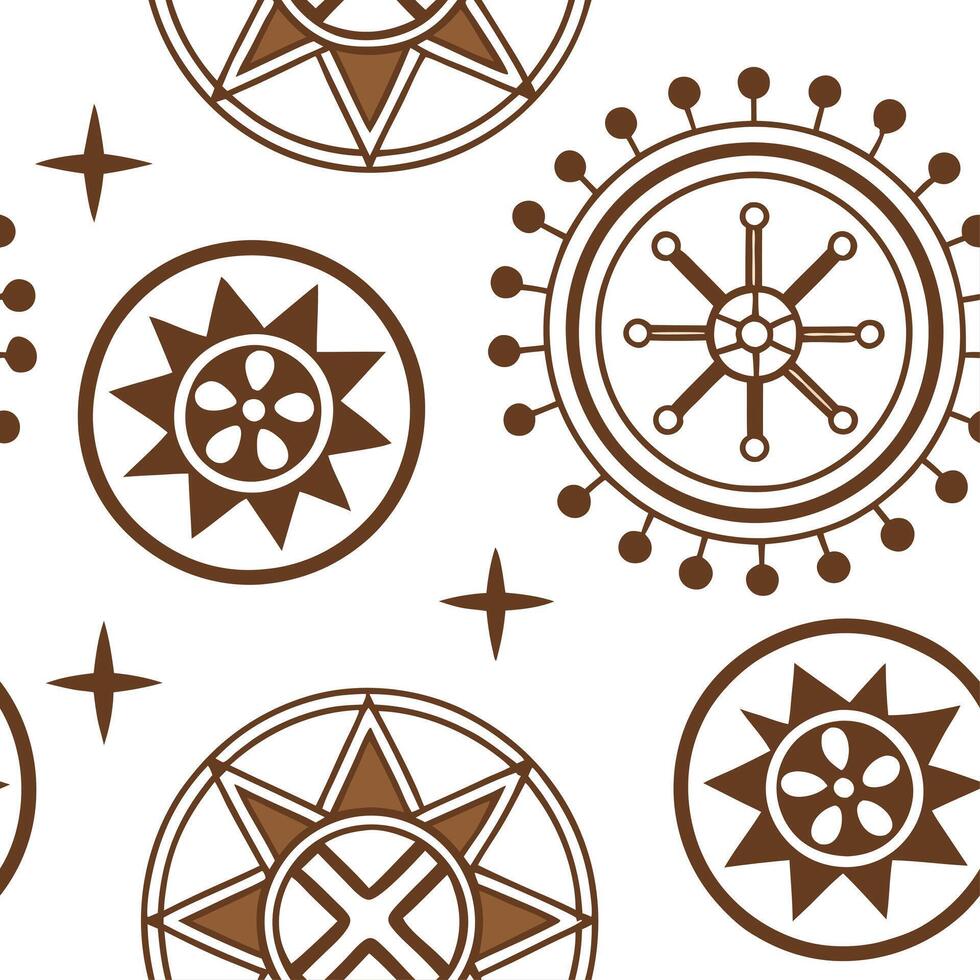 Ethiopian Geez seamless tile pattern with earthy tones and traditional motifs for cultural decor concept as Earthy toned Geez patterns arranged seamlessly for traditional Ethiopian Dynamics vector