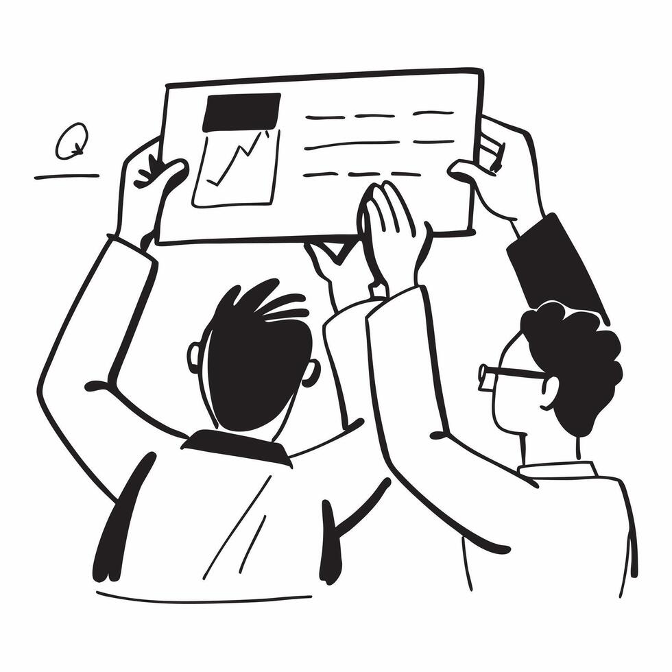 Executives reviewing company performance in a board meeting concept as A illustration of executives reviewing company performance in a board meeting using a 3 color palette Dynamics vector