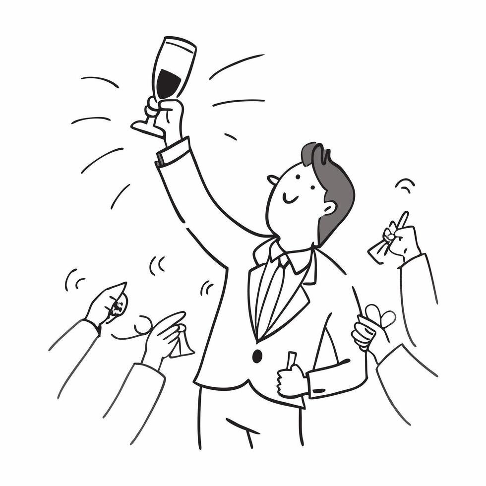 Executive with champagne toast concept as An executives profile blended with a champagne toast symbolizing success and appreciation at a corporate thanks party Ideal for business Dynamics vector