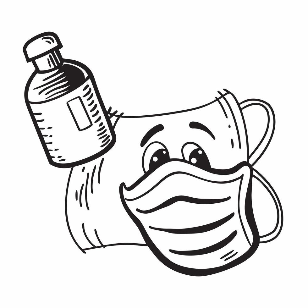 Face Mask and Hand Sanitizer with Stay Safe Wording concept as A realistic illustration of a face mask and hand sanitizer perfect for promoting health and hygiene The words Stay S Dynamics vector