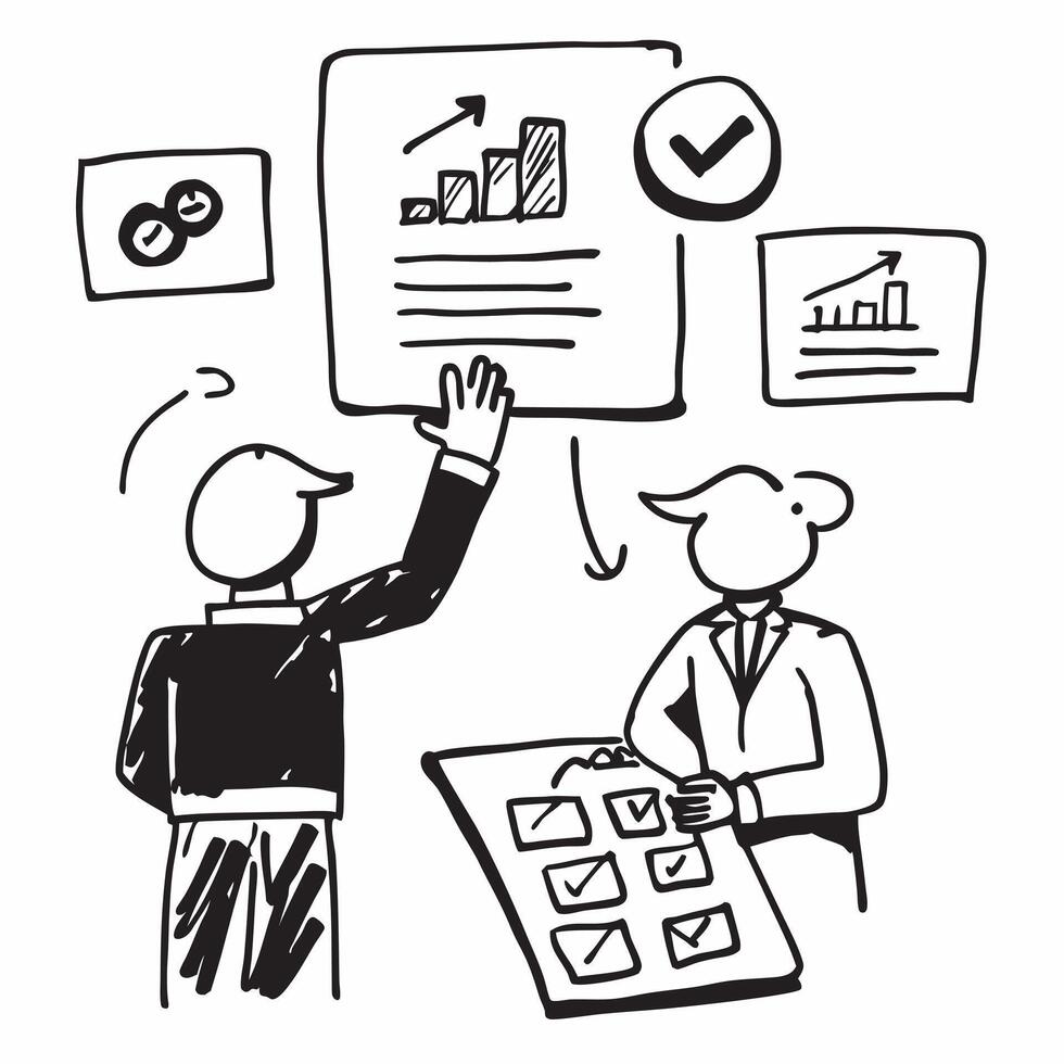 Executive with vendor evaluation meeting concept as An executives profile blended with a vendor evaluation meeting symbolizing leadership in the vendor evaluation process Ideal fo Dynamics vector