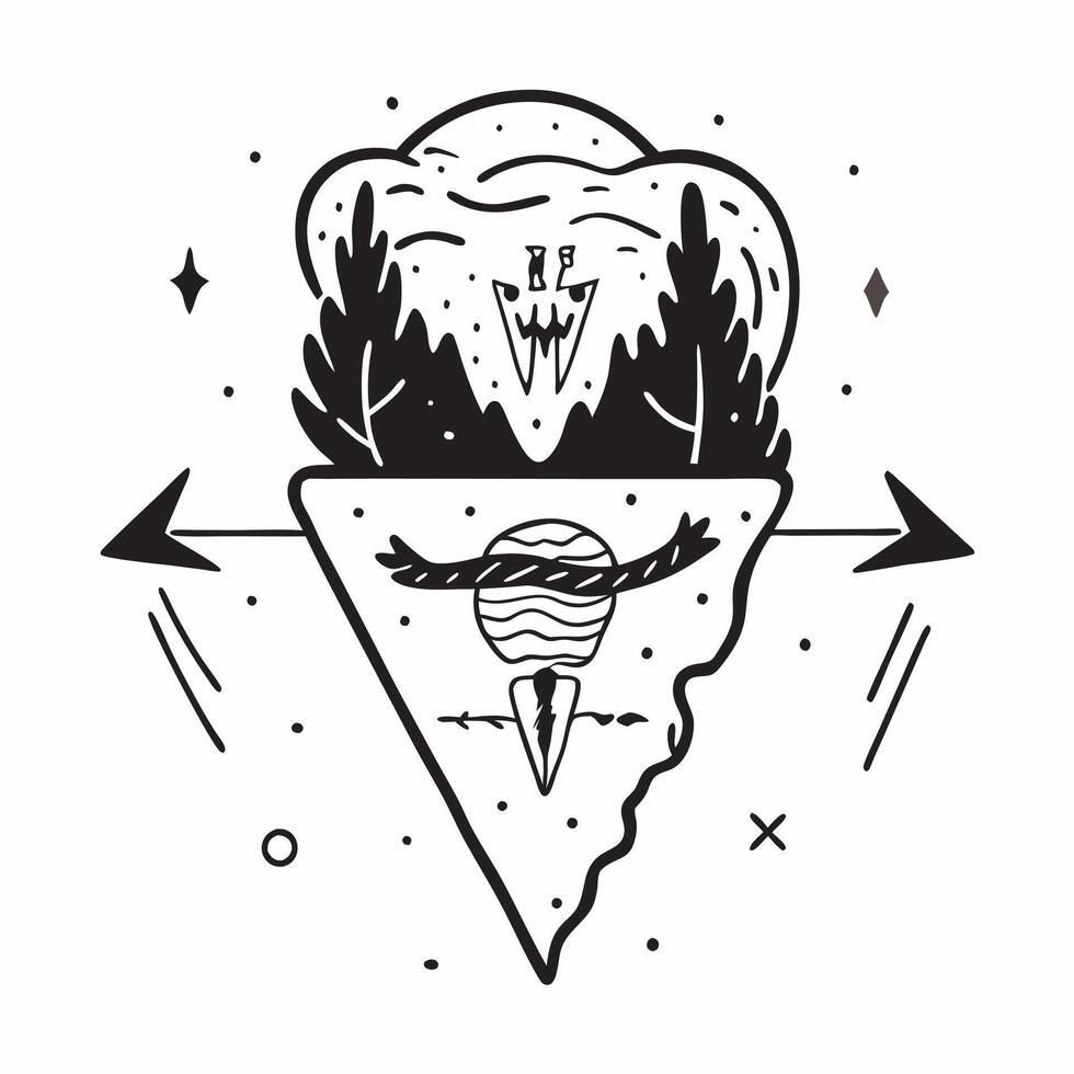 Explorer with ancient forest concept as An explorers profile blended with an ancient forest symbolizing the mystery and allure of untamed nature Perfect for adventure and travel a Dynamics vector