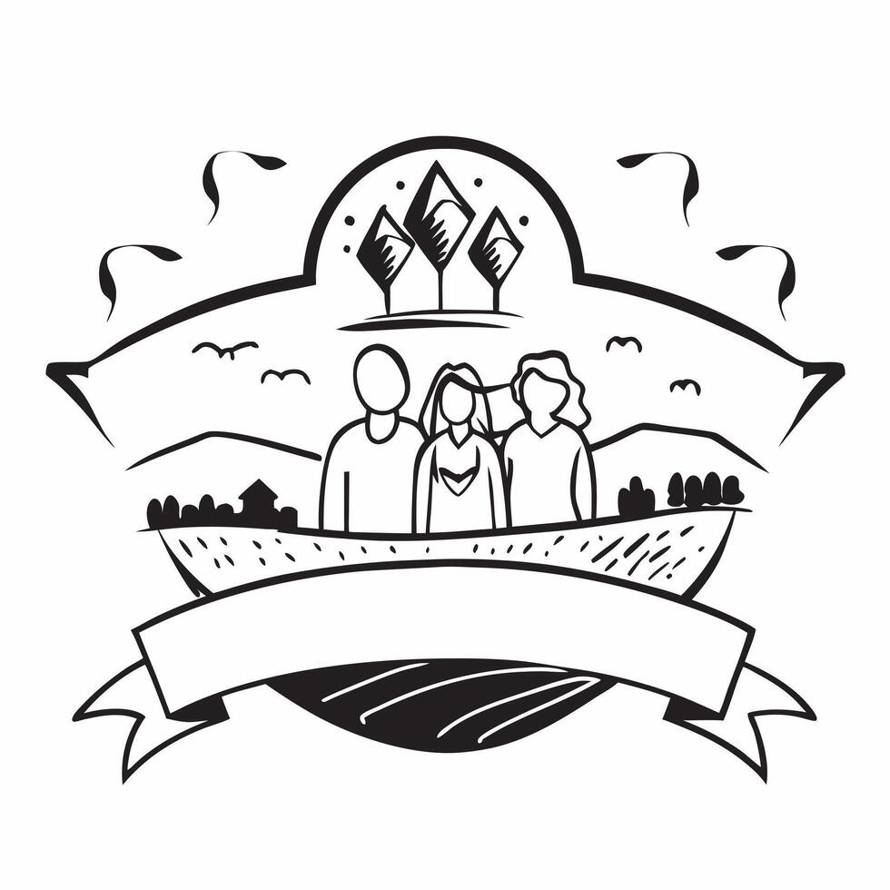 Family reunion with a countryside landscape concept as A family reunion blended with a countryside landscape representing the warmth and togetherness of family gatherings Ideal fo Dynamics vector