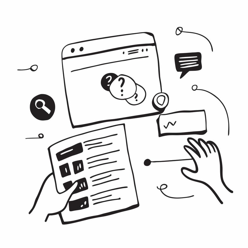 FAQ page with resource links concept as An FAQ page blended with resource links symbolizing comprehensive information and easy access to additional help Perfect for website and te Dynamics vector