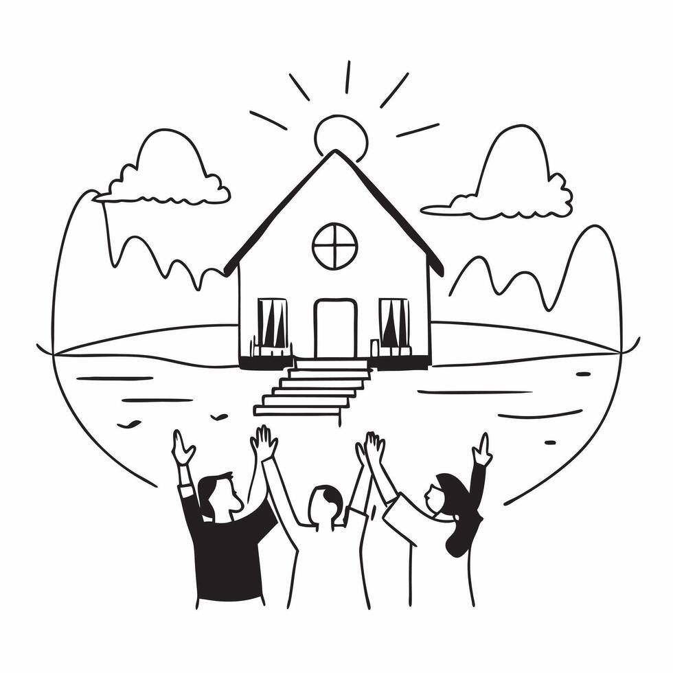 Family reuniting at a lakeside cabin concept as A family reuniting blended with a lakeside cabin symbolizing the serenity and joy of family gatherings by the lake Ideal for travel Dynamics vector