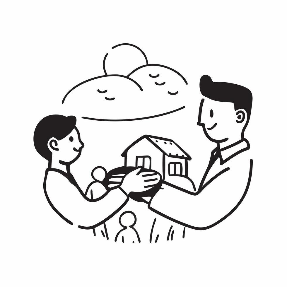 Father with kids at a farm concept as A fathers profile combined with kids at a farm representing hands on and nurturing parenting Perfect for agriculture and family ads in Photo Dynamics vector