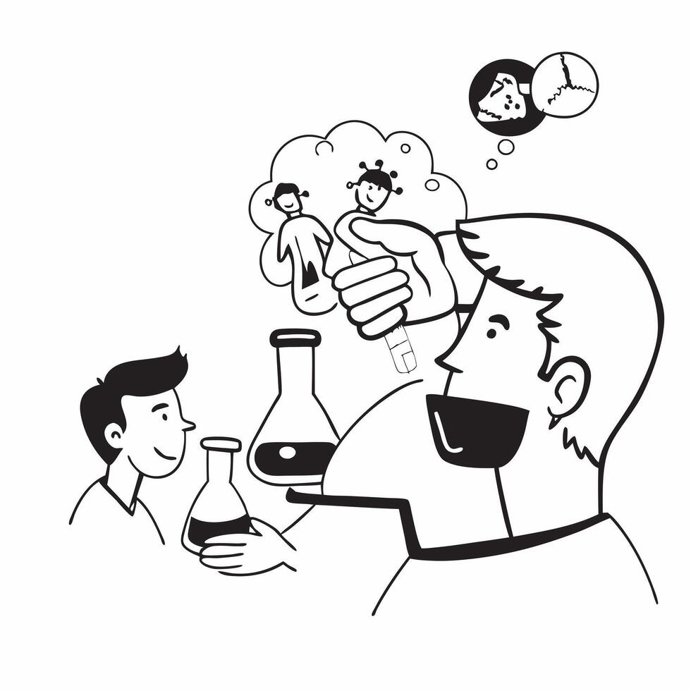 Father with kids doing science experiments concept as A fathers profile blended with kids doing science experiments symbolizing educational and fun parenting Ideal for education a Dynamics vector