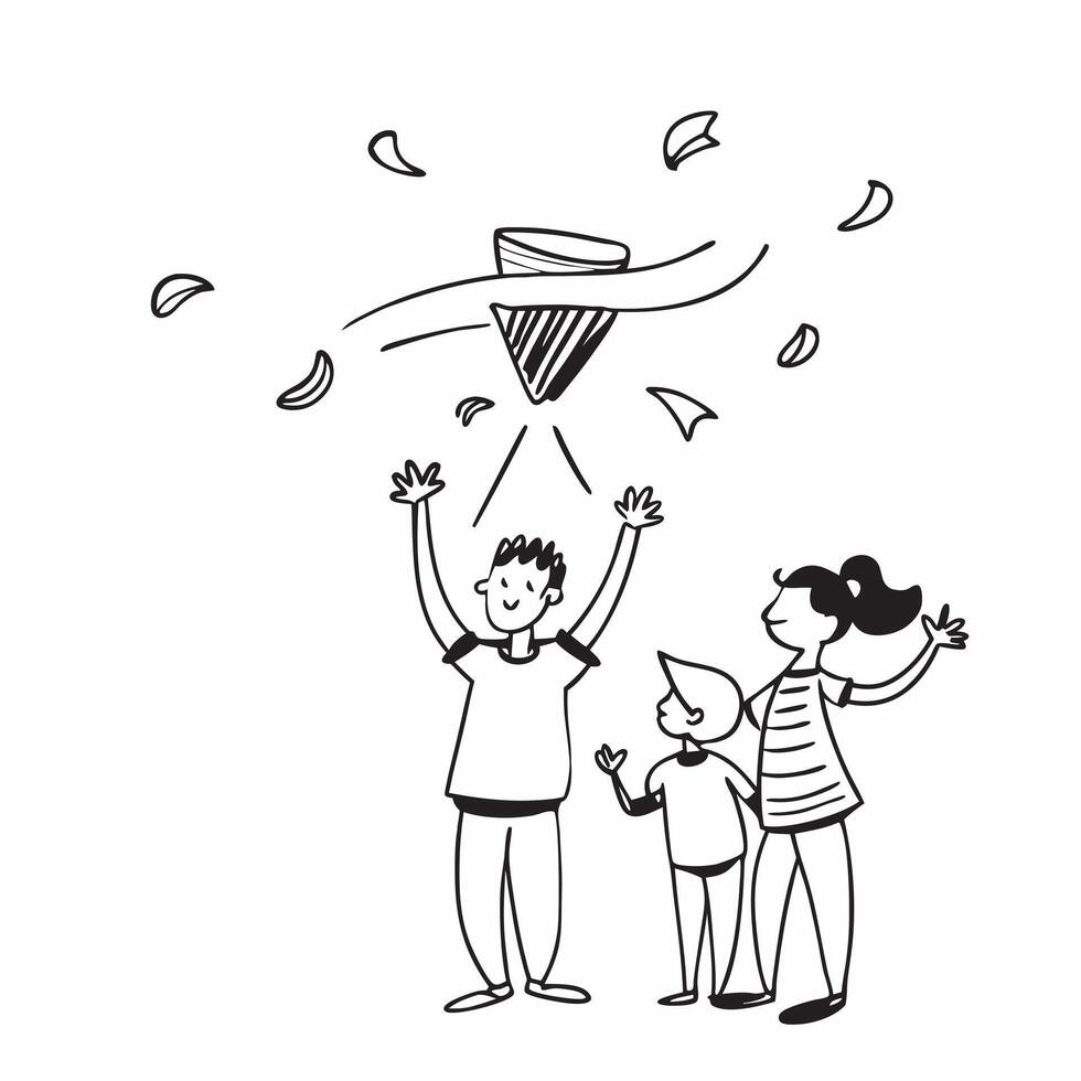 Father with kids flying kites concept as A fathers profile blended with kids flying kites symbolizing playful and joyful parenting Ideal for outdoor and family ads in Photo Stock Dynamics vector