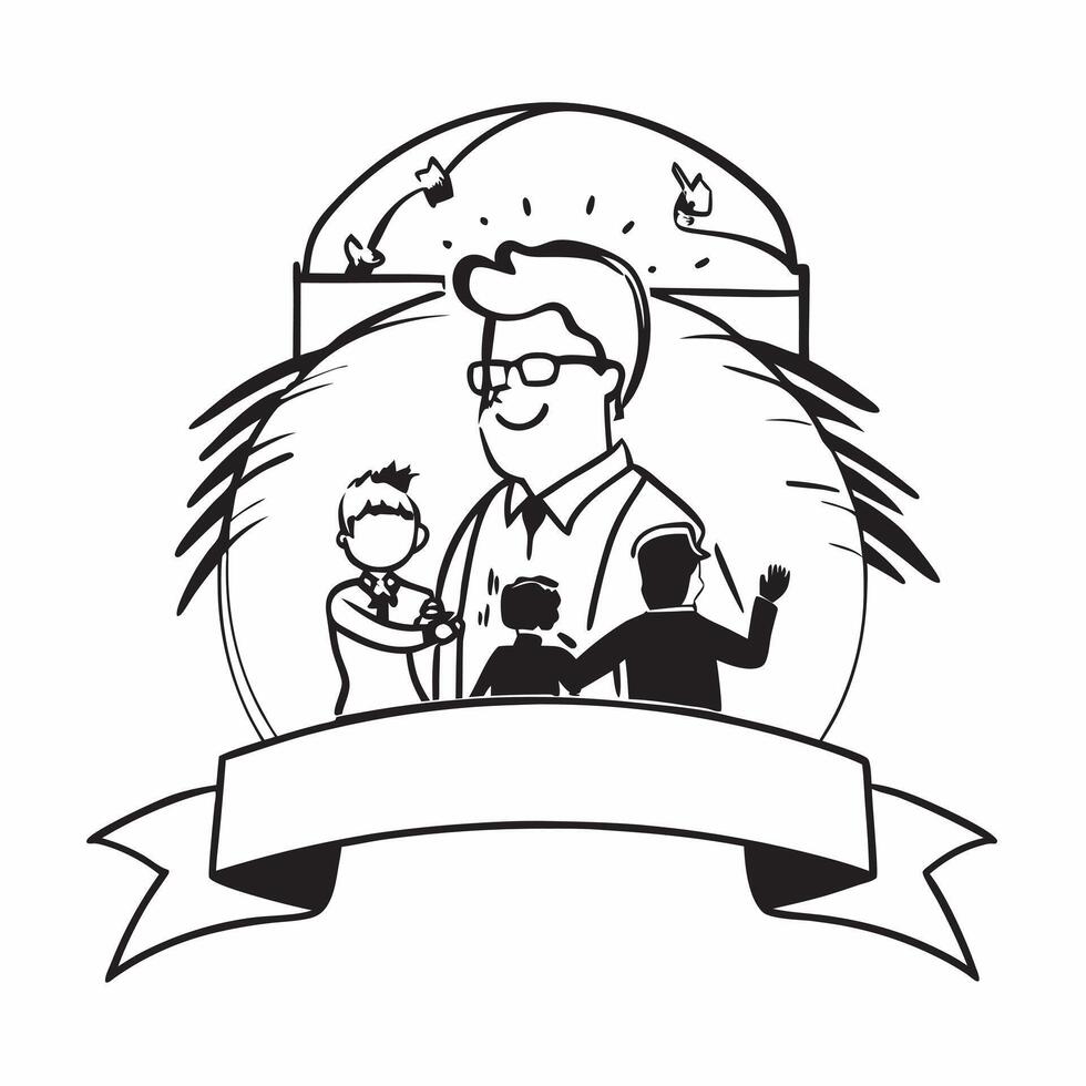 Father with kids on a camping trip concept as A fathers profile combined with a camping scene representing adventurous and engaging parenting Perfect for travel and family ads in Dynamics vector