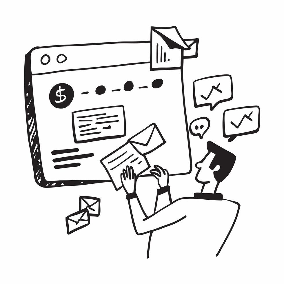 Financial advisor with email updates concept as A financial advisors profile blended with email updates symbolizing communication and financial planning through emails Ideal for b Dynamics vector