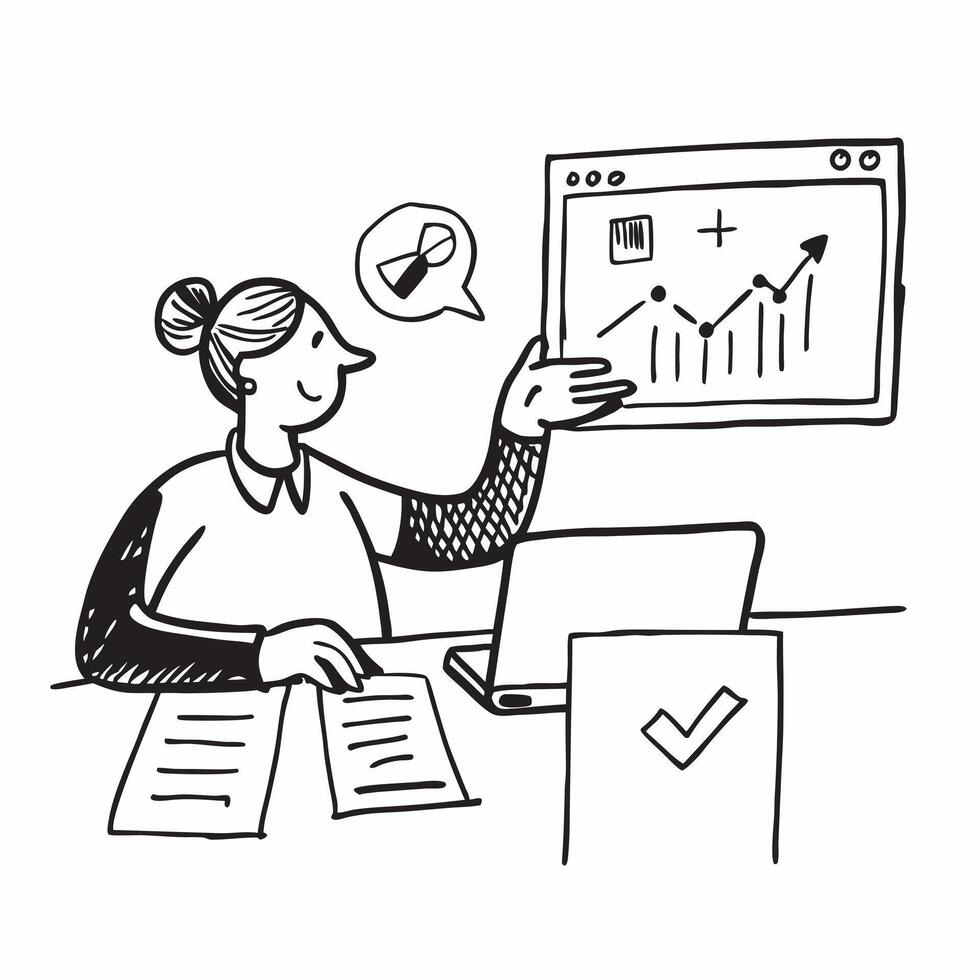 Financial advisor analyzing stock valuation reports concept as A financial advisor in an office analyzing stock valuation reports on a laptop highlighting expertise and financial d Dynamics vector