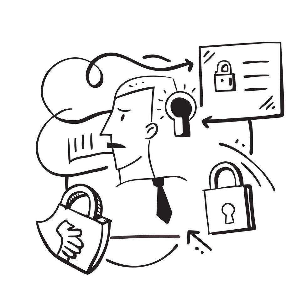 Financial advisor with lock imagery concept as A financial advisors profile blended with lock imagery symbolizing secure financial planning and savings Ideal for finance and consu Dynamics vector
