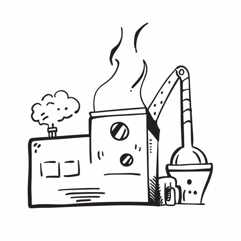 Fire extinguisher and factory icon concept as A fire extinguisher paired with a factory icon representing the essential fire safety measures in manufacturing environments ideal for Dynamics vector