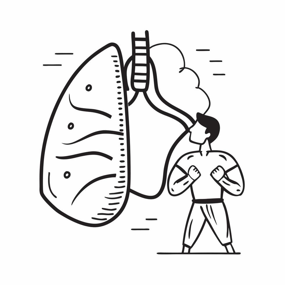 Fitness trainer with healthy lungs graphic concept as A fitness trainers profile blended with a healthy lungs graphic symbolizing the fitness benefits of not smoking Perfect for h Dynamics vector