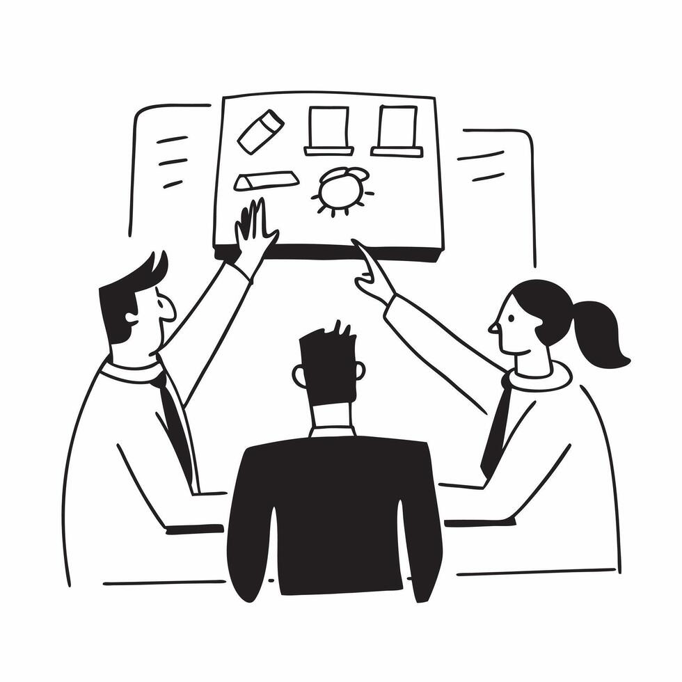 Flat design as Business leaders discussing corporate goals in a boardroom concept as A icon illustration of business leaders discussing corporate goals in a boardroom featuring a Dynamics vector
