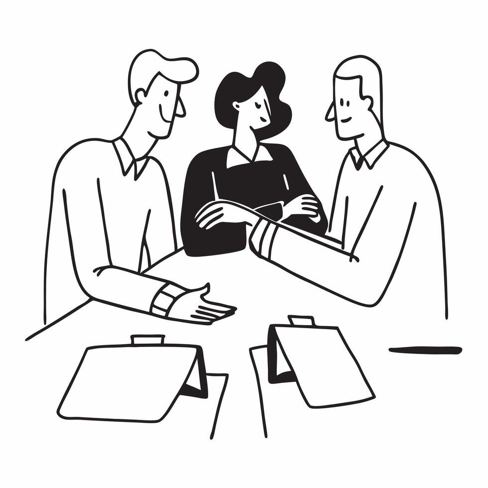 Flat design as Business partners negotiating in a meeting room concept as A icon illustration of business partners negotiating in a meeting room utilizing a 3 color scheme to hig Dynamics vector