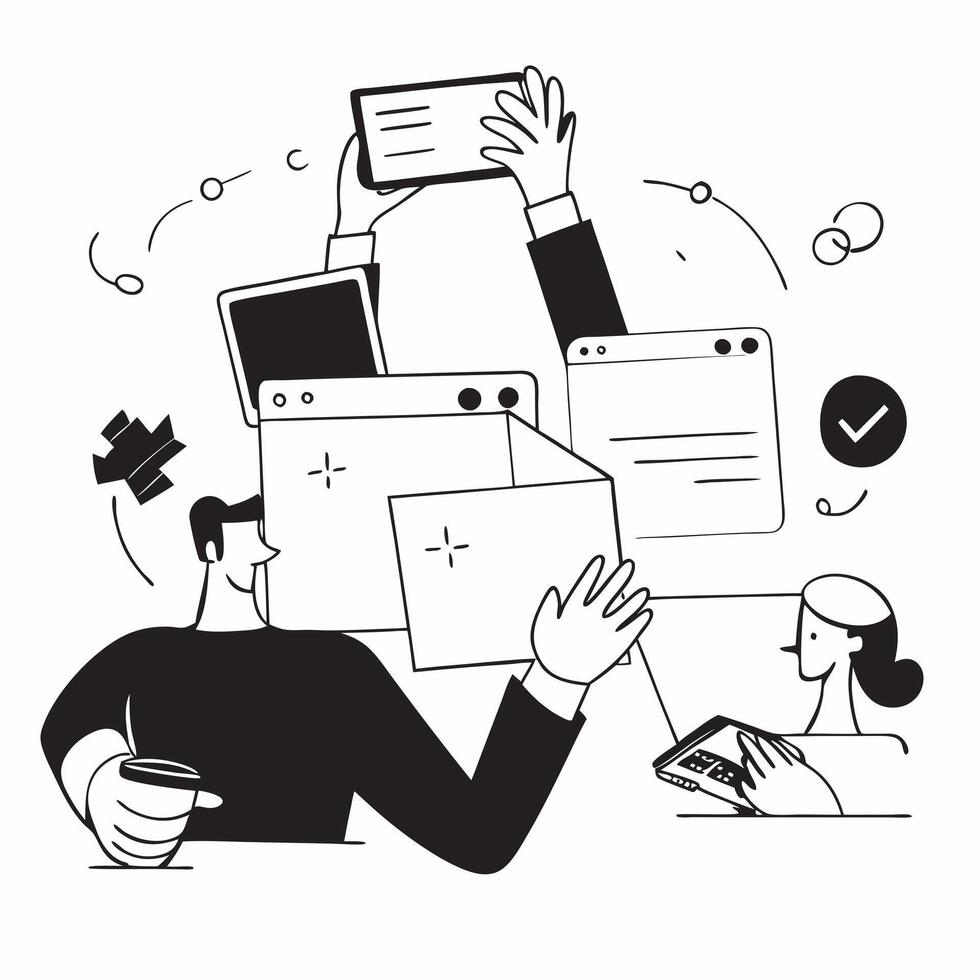 Flat design as Business team collaborating in a modern office using digital tools concept as A icon illustration of a business team in a modern office collaborating using digital Dynamics Set 2 vector