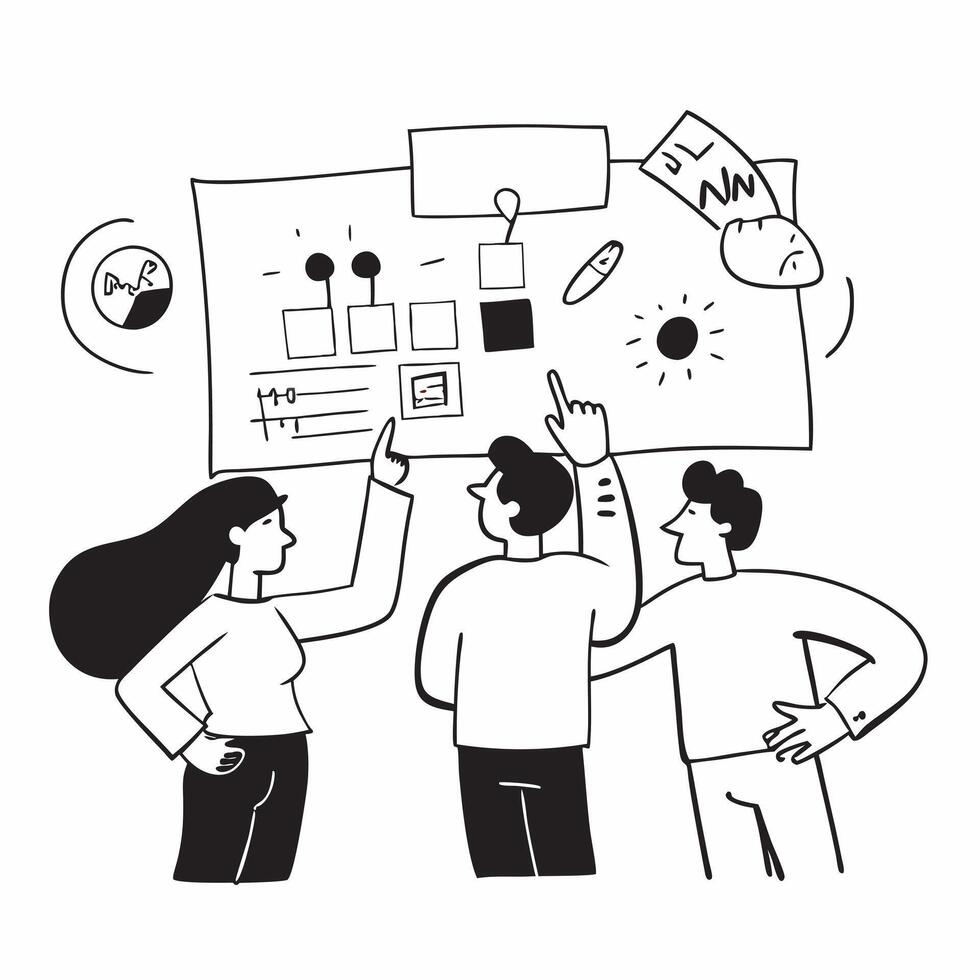 Flat design as Business team evaluating risks in a strategic planning meeting concept as A icon illustration of a business team evaluating risks in a strategic planning meeting u Dynamics vector