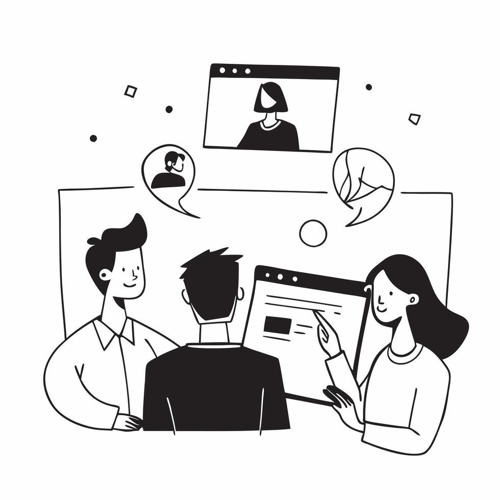 Flat design as Business team having a conference meeting concept as A icon illustration of a business team having a conference meeting using a 3 color scheme to highl Dynamics vector