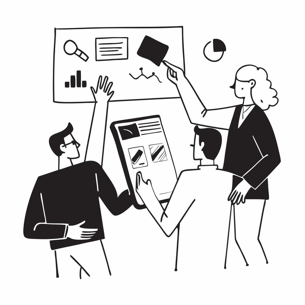 Flat design as Colleagues reviewing project timelines in a team meeting concept as A icon illustration of colleagues reviewing project timelines in a team meeting featuring a 3 c Dynamics vector