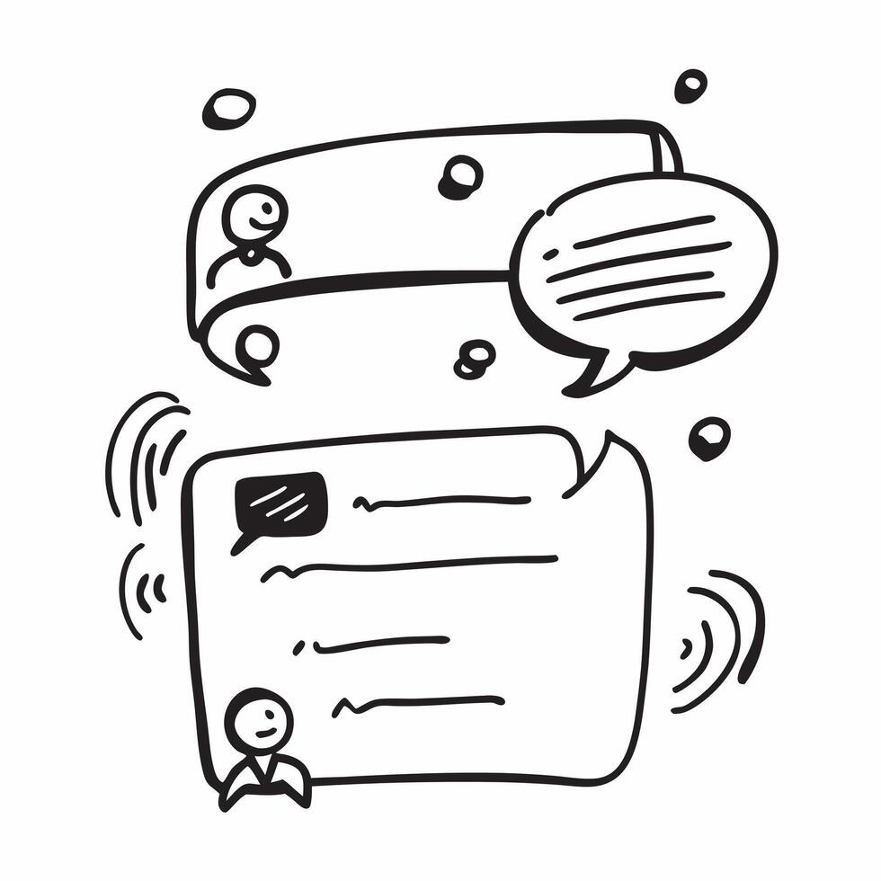 Flat design as Doodle line icon of a chat bubble concept as A doodle line icon of a chat bubble representing communication messaging and business dialogue perfect for customer serv Dynamics vector