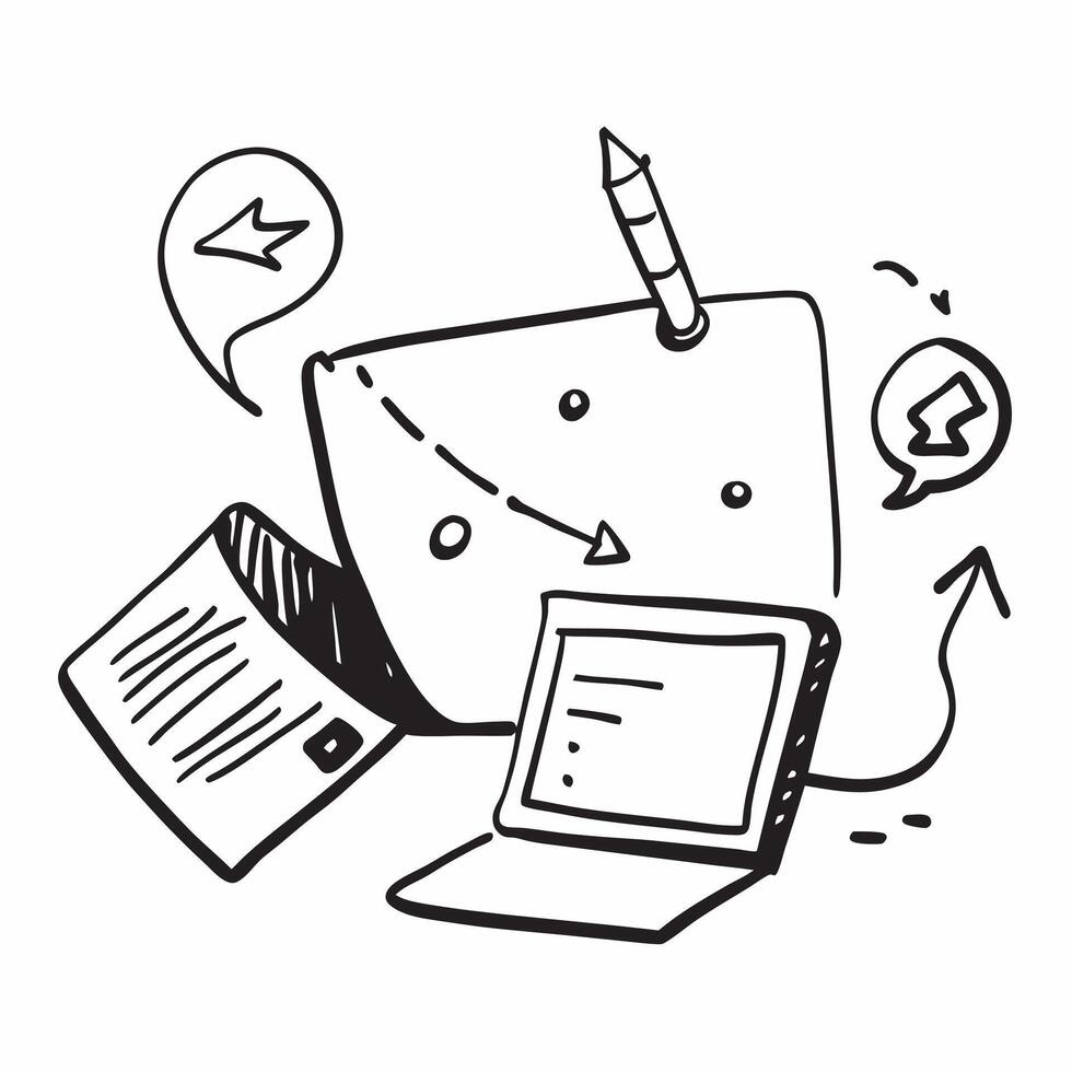 Flat design as Doodle line icon of a laptop concept as A doodle line icon of a laptop symbolizing technology work and business tools perfect for business and tech themed visuals i Dynamics vector