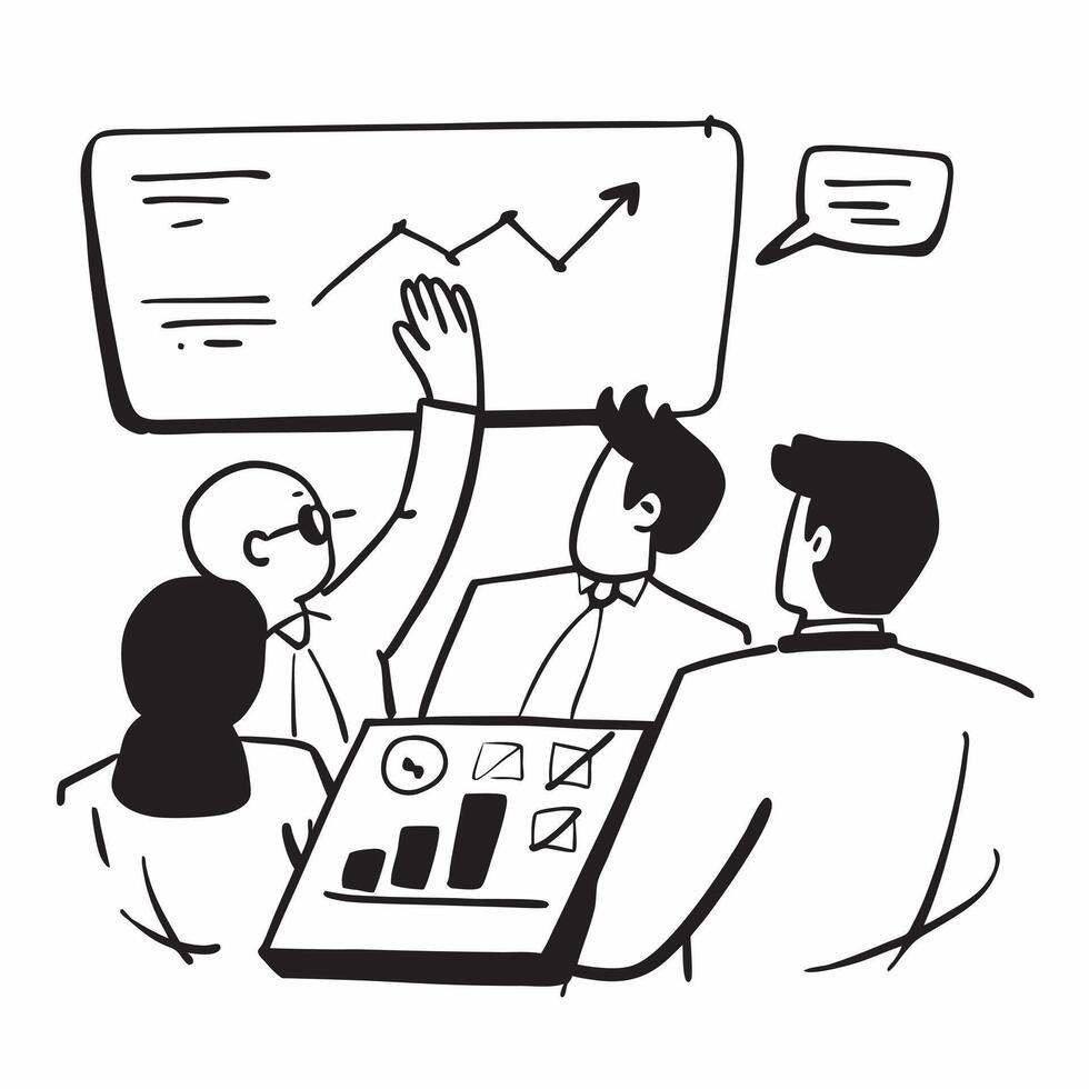 Flat design as Executives in a board meeting discussing financial reports concept as A icon illustration of executives in a board meeting discussing financial reports utilizing a Dynamics vector