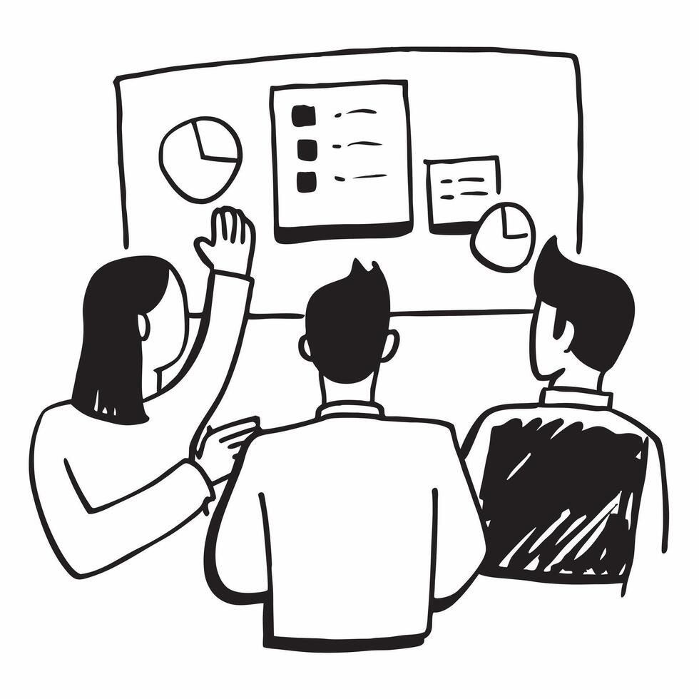Flat design as Manager conducting a team meeting with visual aids concept as A icon illustration of a manager conducting a team meeting with visual aids featuring a 3 color schem Dynamics Set 2 vector