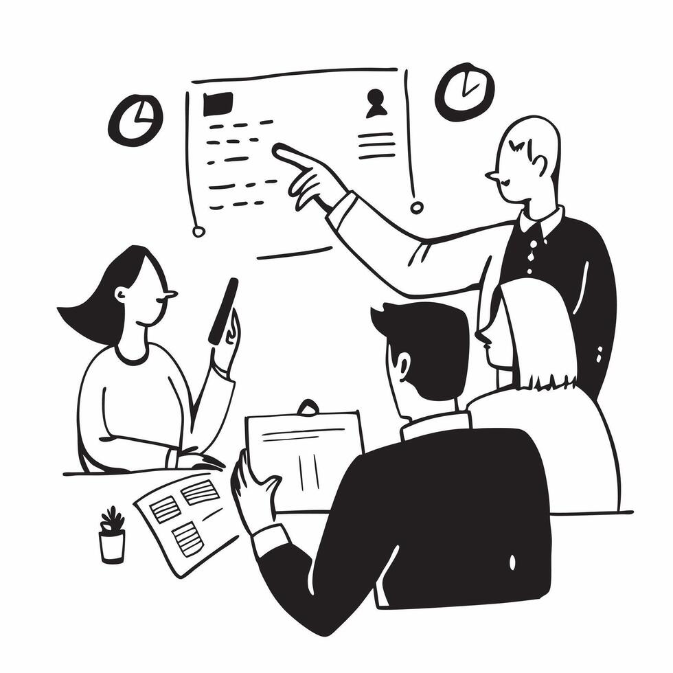 Flat design as Manager conducting a team meeting with visual aids concept as A icon illustration of a manager conducting a team meeting with visual aids featuring a 3 color schem Dynamics vector