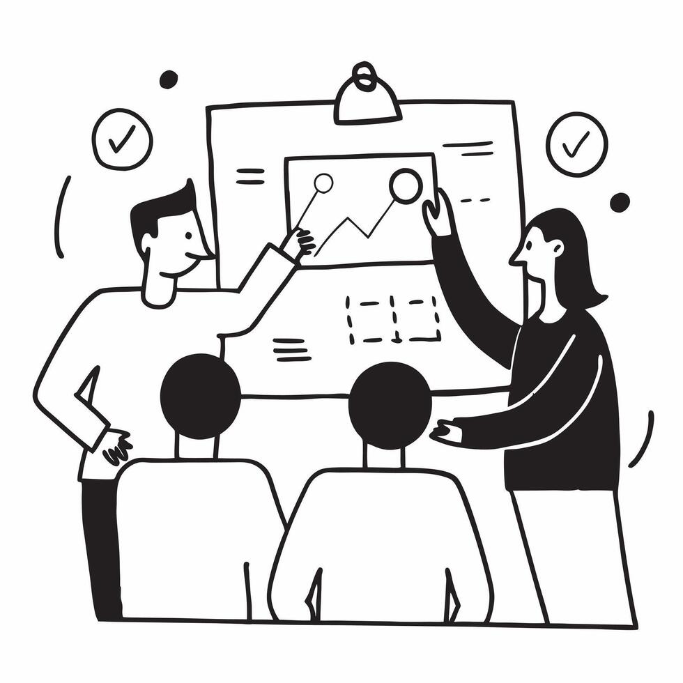 Flat design as Team members discussing market trends in a business meeting concept as A illustration of team members discussing market trends in a business meeting using a 3 Dynamics vector