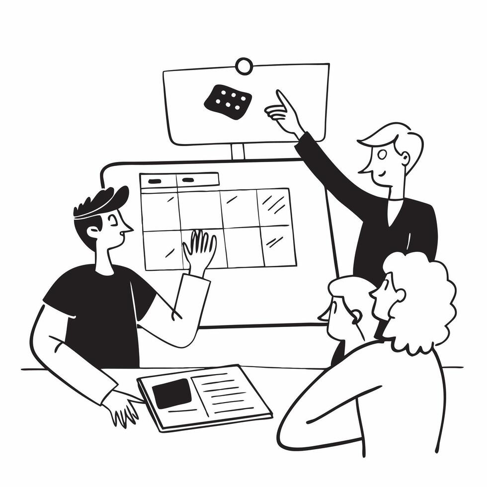 Flat design as Team members reviewing project deliverables in a business meeting concept as A illustration of team members reviewing project deliverables in a business meeti Dynamics vector