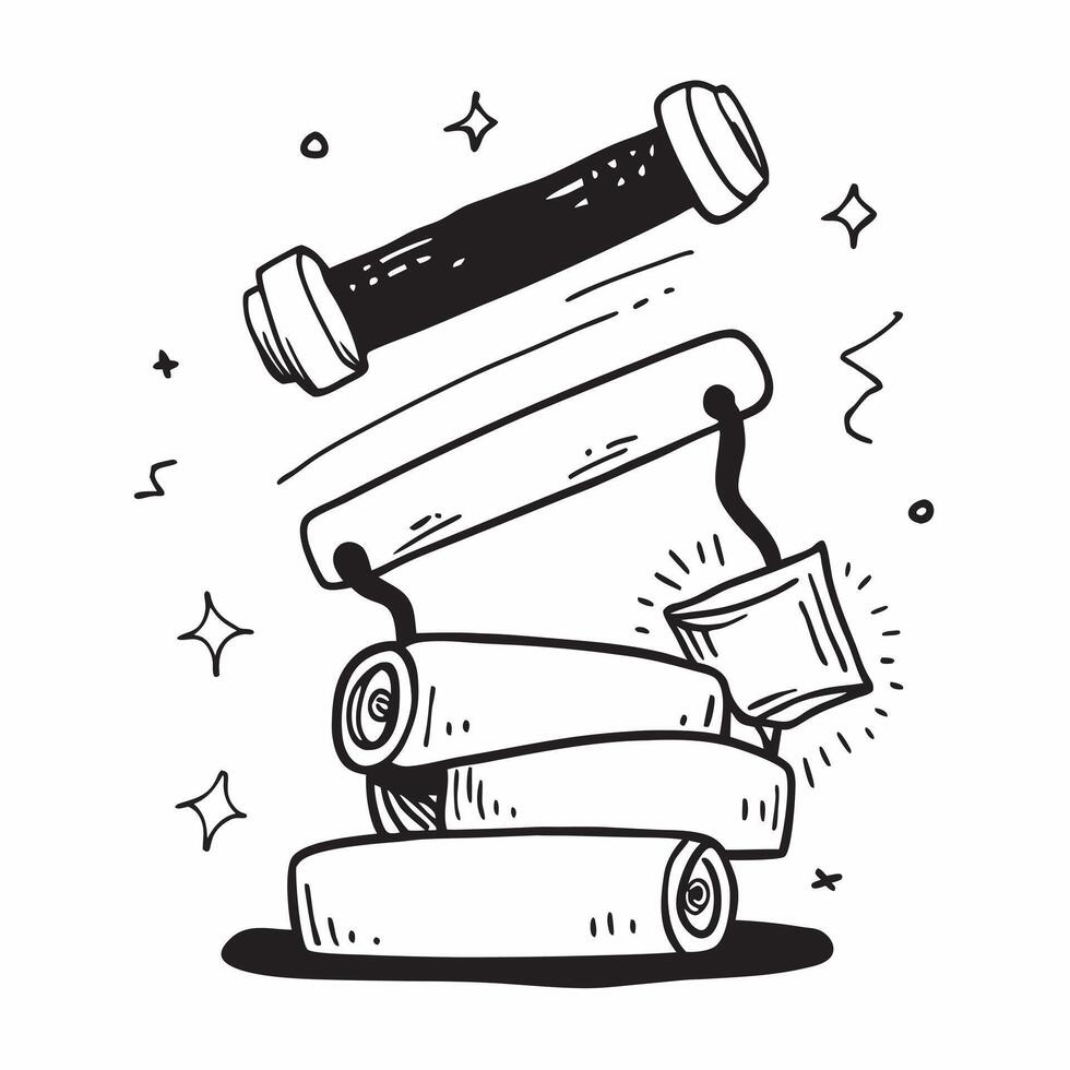 Foam roller and yoga strap concept as A foam roller and a yoga strap representing the integration of muscle recovery and flexibility ideal for clean and isolated icon designs in Dynamics vector