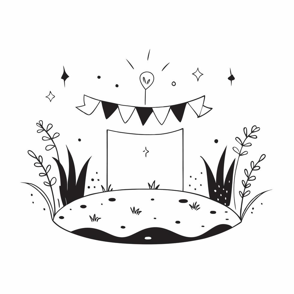 Forest clearing with celebratory bunting concept as A serene forest clearing adorned with celebratory bunting capturing the essence of celebration perfect for business presentation Dynamics vector