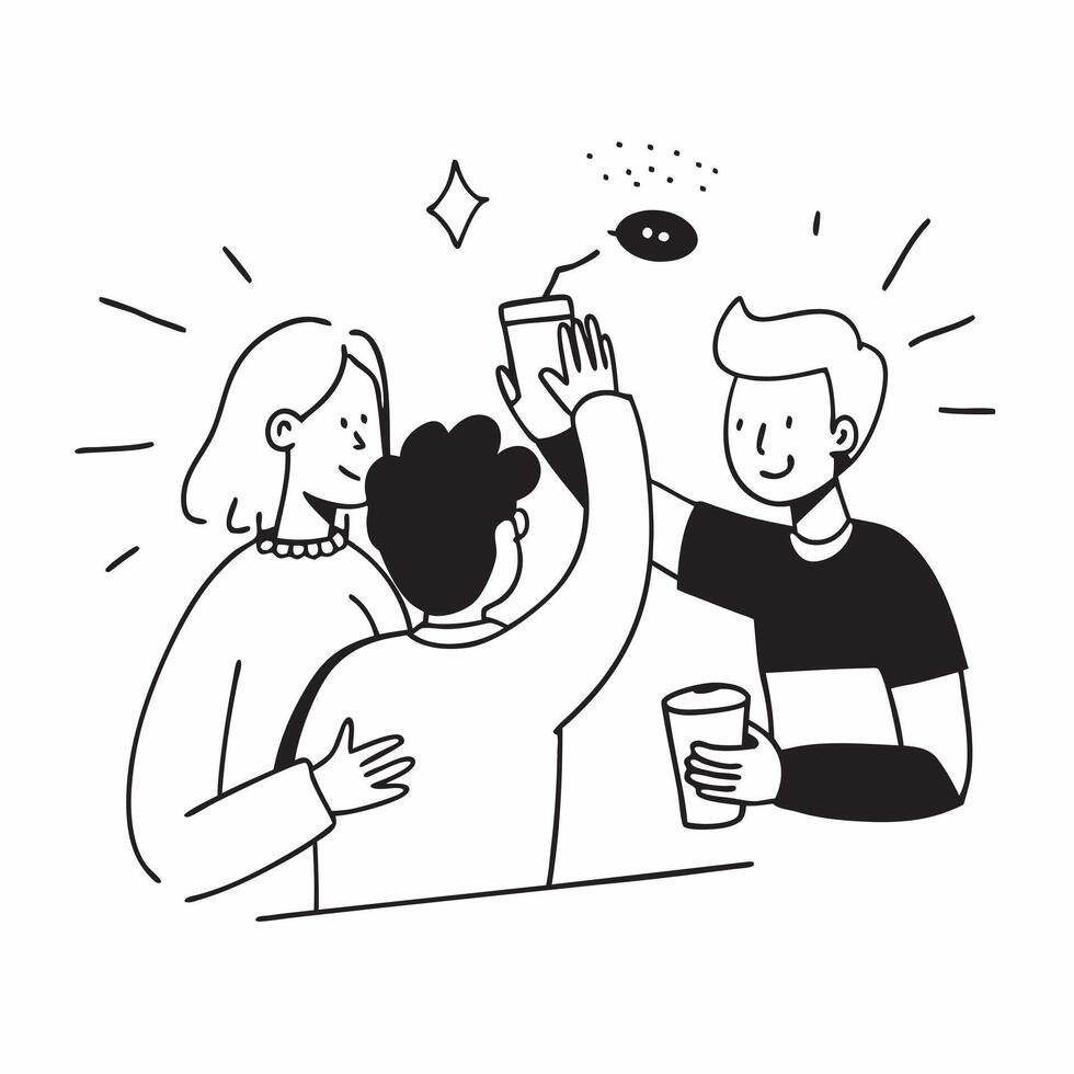 Friends reuniting at a coffee shop concept as Friends reuniting blended with a coffee shop symbolizing the warmth and connection of catching up over coffee Ideal for social and li Dynamics vector