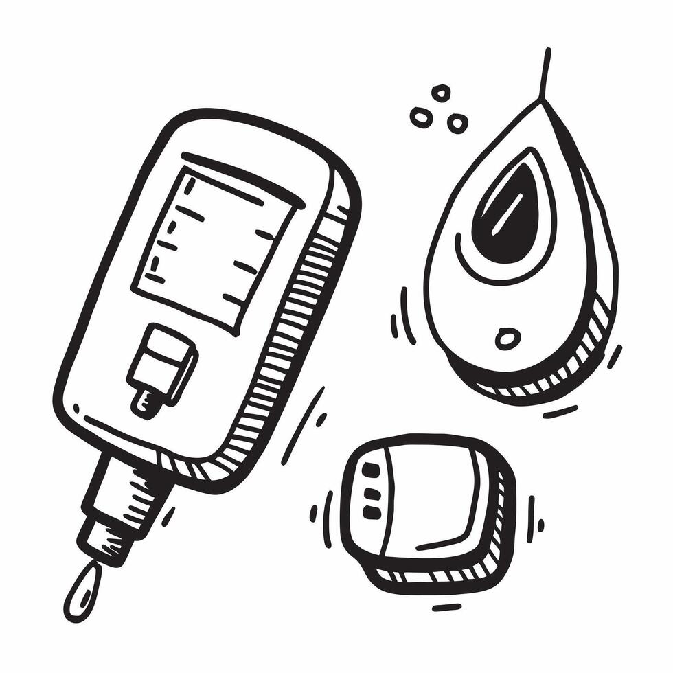 Glucometer and Blood Drop with Diabetes Care Wording concept as A realistic illustration of a glucometer and a blood drop perfect for promoting diabetes care and management The wo Dynamics vector