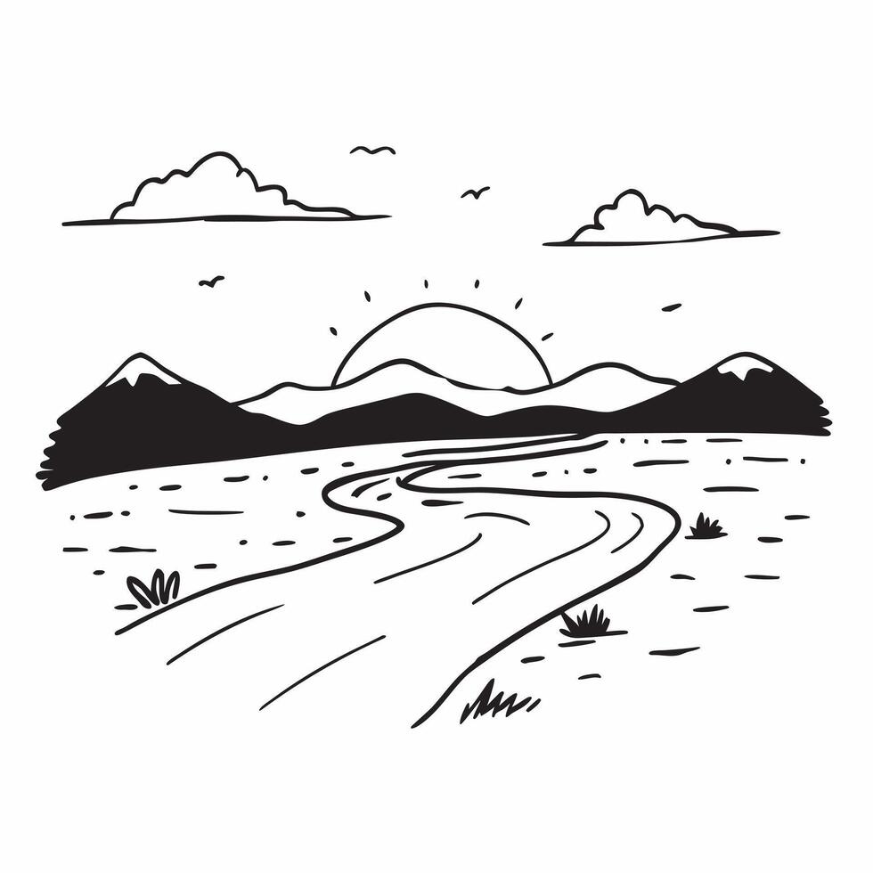 Golden hour over a tranquil river with distant mountains concept as A serene river scene with distant mountains bathed in the golden hour light providing a clean and calm backgroun Dynamics vector